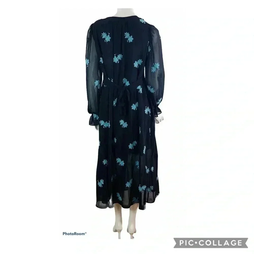 NEW TOPSHOP Idol Women's Size 6 Embellished Floral Long Midi Dress Chiffon - Picture 8 of 10